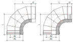 Сэндвич - колено 90 d.150/230 нерж./оцинк. 0,5/0,5 или 0,8/0,5 мм.