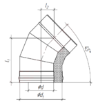 Сэндвич - колено 45 d.115/200 нерж./нерж. 0,5/0,5 или 0,8/0,5 мм.